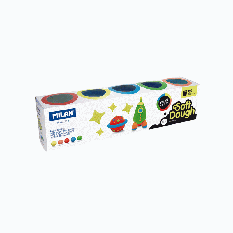 Plastelin Milan Neon Soft Dough mekani 5 boja x 142g 1091830