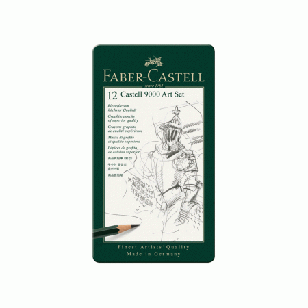 Olovke grafitne Faber Castell 9000 Art za crtanje metalna kutija set 1091364