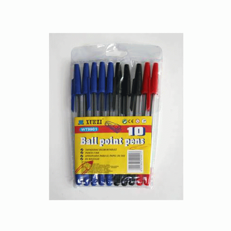 Kemijska olovka 10 kom set plava, crna, crvena 1090122