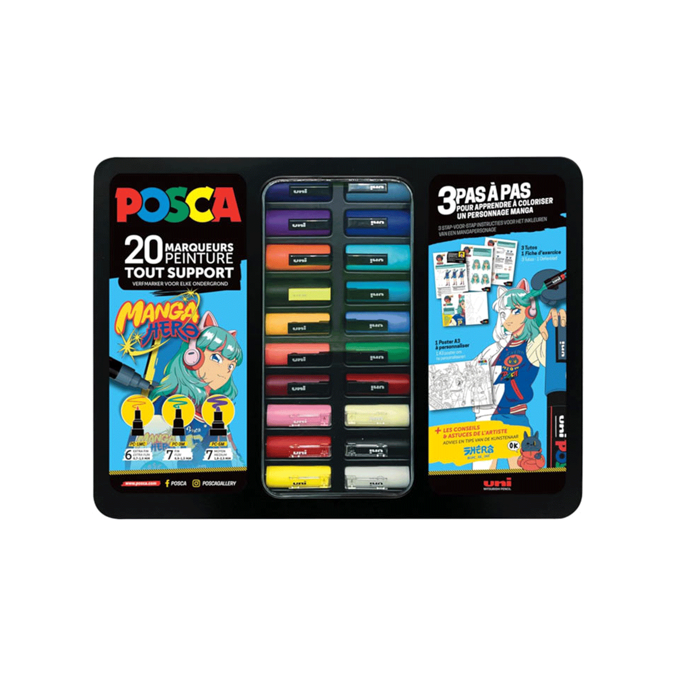 Posca Manga markeri poklon set 20 kom u metalnoj kutiji Mix 1097706